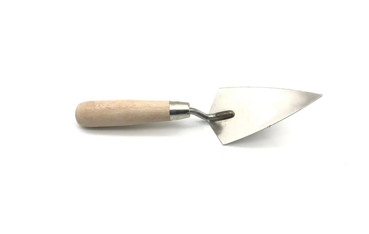 Кельма-шпатель штукатурная заостренная 140 мм, нержавеющая сталь, деревянная ручка[50]